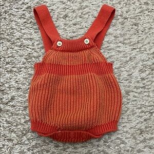 Cat & Jack Orange Chunky Knit 100% Cotton Bubble Romper - Size Newborn